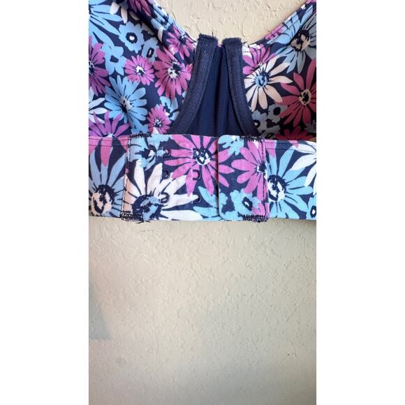 New L*Space Oopsie Daisy‎ Tryout Sports Bra Large Floral Underwire Purple Blue - Picture 9 of 11